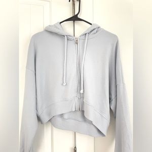 Blue Cropped Hollister Zip Up Hoodie